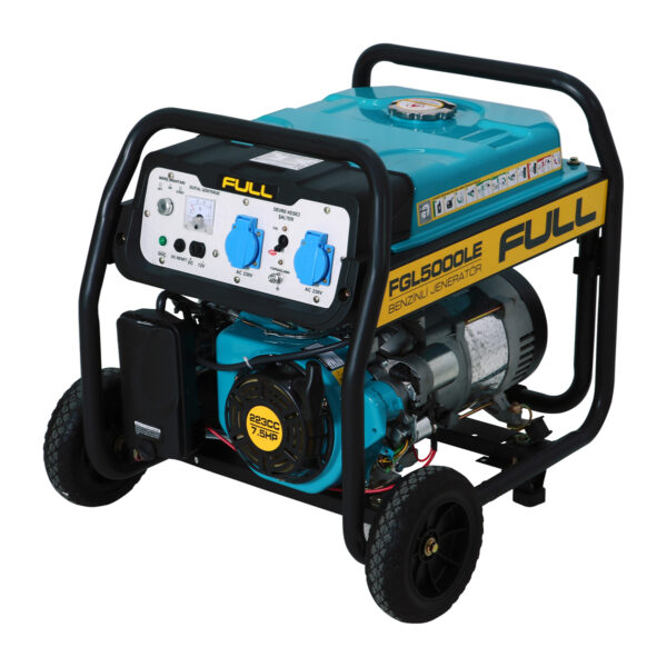 FULL Generator PETROL  FGL 5000LE      Engine Model : 225     Stand By kVA: 4,75     Stand By kW : 3,8     Prime kVA: 4,38     Prime kW : 3,5     Rated Current : 15,2