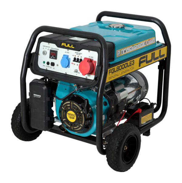 FULL Generator PETROL  FGL 8000LE3      Engine Model : 420     Stand By kVA: 8,1     Stand By kW : 6,5     Prime kVA: 7,5     Prime kW : 6     Rated Current : 10,8