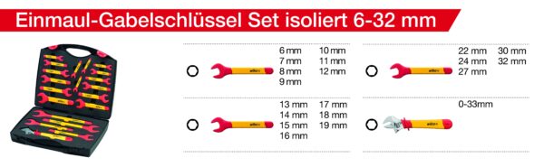 WIHA Single Open-end Spanner Set, Insulated 6-32 mm 21-pcs. incl. case Art No 43022